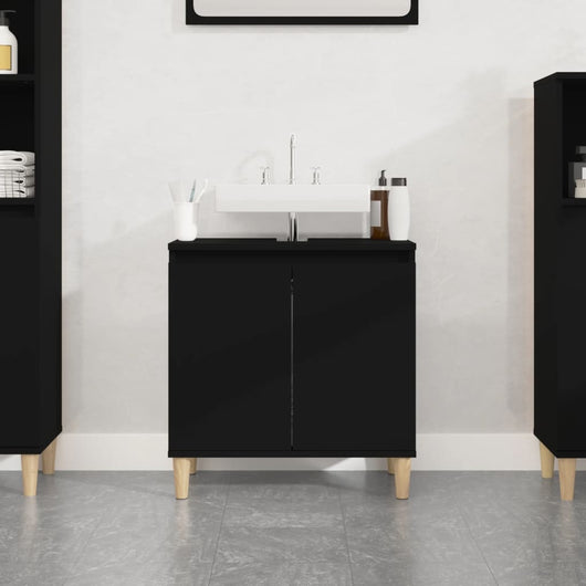 Mobile Lavabo Nero 58x33x60 cm in Legno Multistrato 821253