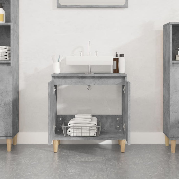 Mobile Lavabo-Armadietto da bagno Grigio Cemento 58x33x60 cm in Legno Multistrato 284978