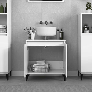 Mobile Lavabo-Armadietto da bagno Bianco 58x33x60 cm in Legno Multistrato