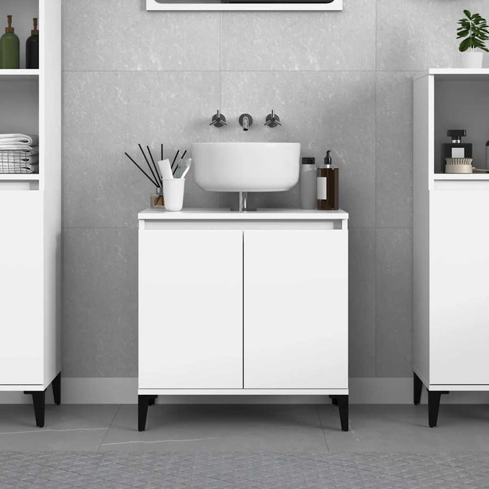 Mobile Lavabo-Armadietto da bagno Bianco 58x33x60 cm in Legno Multistrato