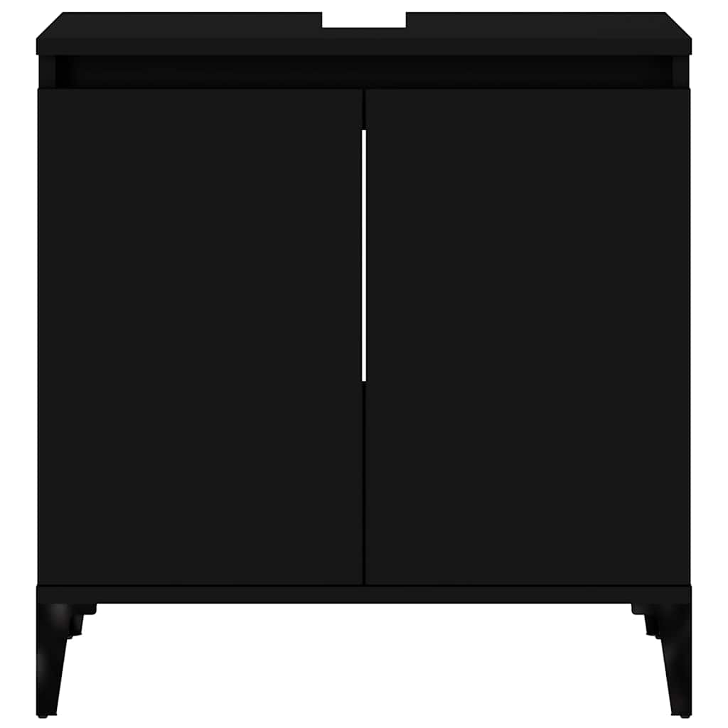 Mobile Lavabo-Armadietto da bagno Nero 58x33x60 cm in Legno Multistrato 798086