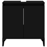 Mobile Lavabo-Armadietto da bagno Nero 58x33x60 cm in Legno Multistrato 798086