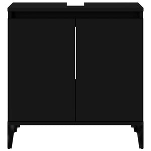 Mobile Lavabo-Armadietto da bagno Nero 58x33x60 cm in Legno Multistrato 798086