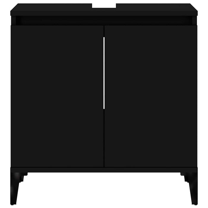 Mobile Lavabo-Armadietto da bagno Nero 58x33x60 cm in Legno Multistrato 798086