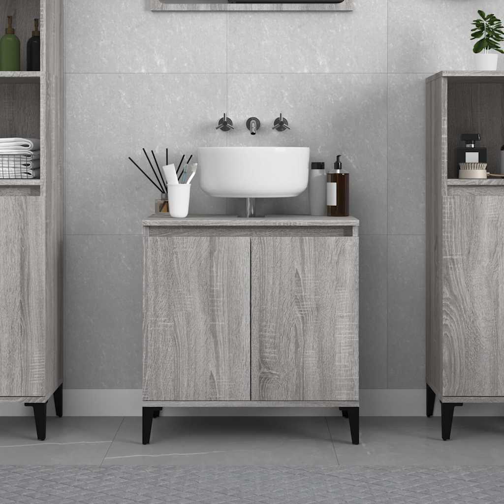 Mobile Lavabo-Armadietto da bagno Grigio Sonoma 58x33x60 cm in Legno Multistrato 248712