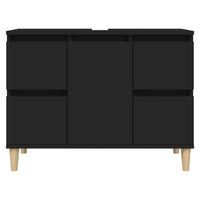 Mobile Lavabo Nero 80x33x60 cm in Legno Multistrato 821269