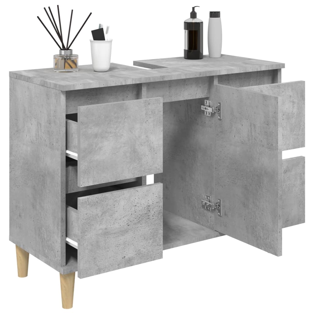 Mobile Lavabo Grigio Cemento 80x33x60 cm in Legno Multistrato 821272