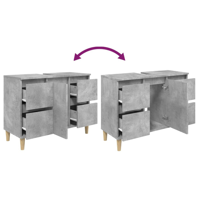 Mobile Lavabo Grigio Cemento 80x33x60 cm in Legno Multistrato 821272