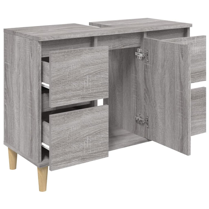Mobile Lavabo-Armadietto da bagno Grigio Sonoma 80x33x60 cm in Legno Multistrato 186339
