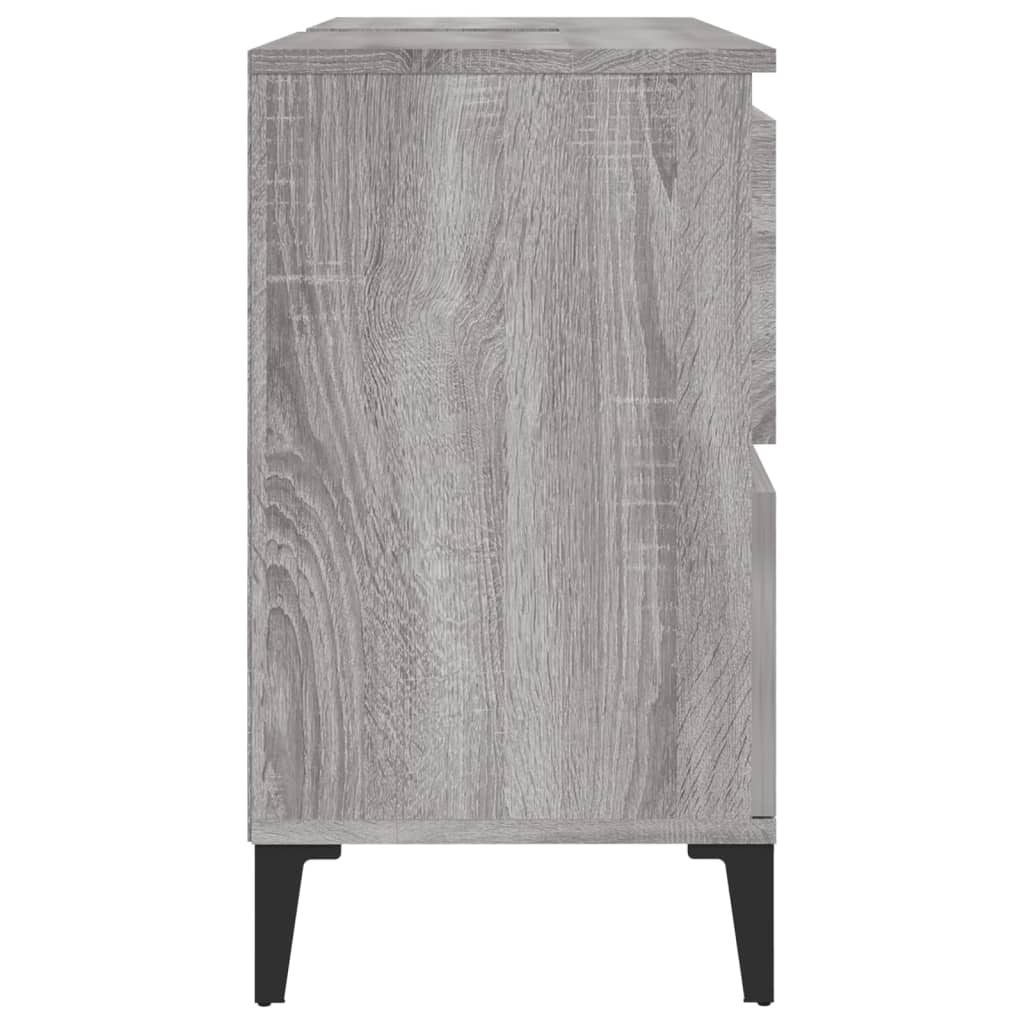 Mobile Lavabo-Armadietto da bagno Grigio Sonoma 80x33x60 cm in Legno Multistrato