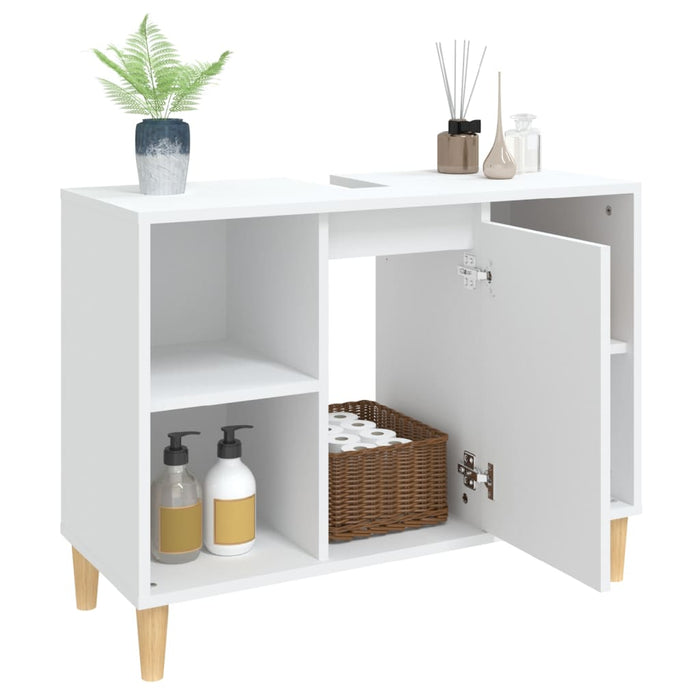 Mobile Lavabo-Armadietto da bagno Bianco 80x33x60 cm in Legno Multistrato 745780