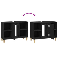 Mobile Lavabo Nero 80x33x60 cm in Legno Multistrato