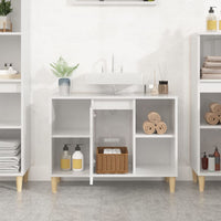 Mobile Lavabo Bianco Lucido 80x33x60 cm in Legno Multistrato 821286