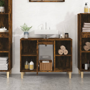 Mobile Lavabo Rovere Fumo 80x33x60 cm in Legno Multistratocod mxl 79830