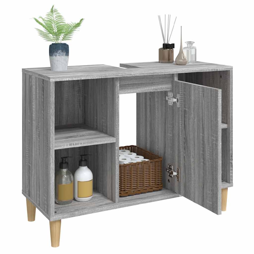 Mobile Lavabo-Armadietto da bagno Grigio Sonoma 80x33x60 cm in Legno Multistrato 469078
