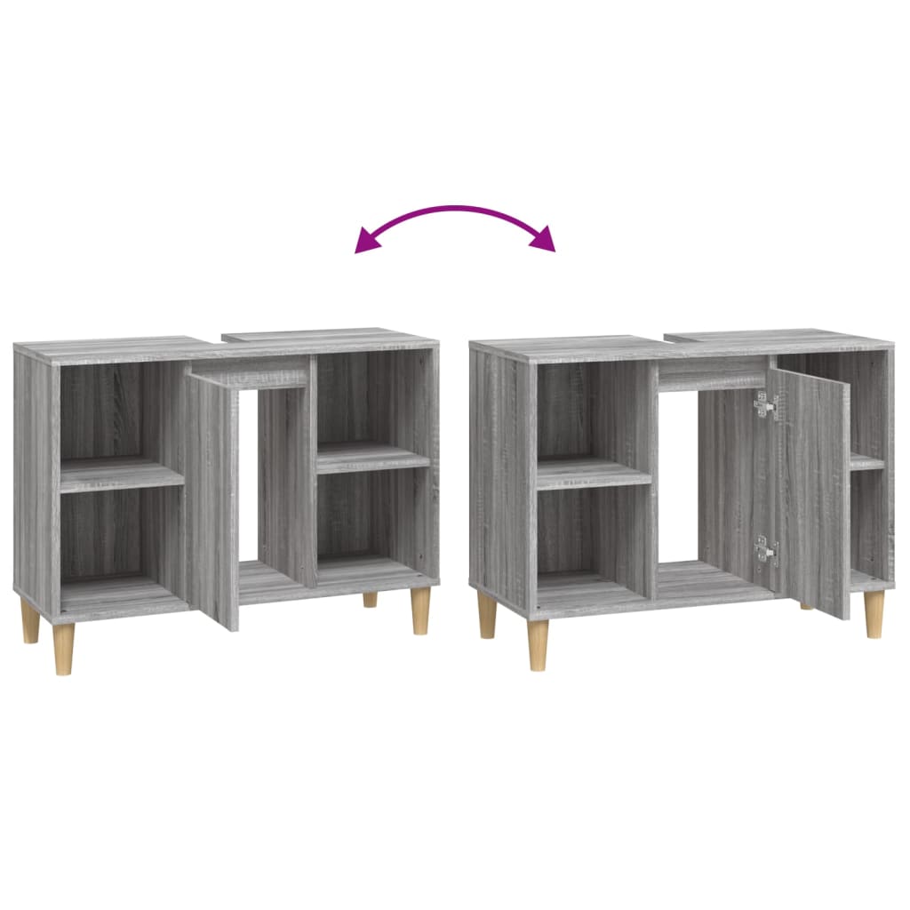 Mobile Lavabo Grigio Sonoma 80x33x60 cm in Legno Multistrato 821290