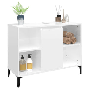Mobile Lavabo Bianco Lucido 80x33x60 cm in Legno Multistrato 821294