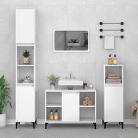 Mobile Lavabo-Armadietto da bagno Bianco Lucido 80x33x60 cm in Legno Multistrato 565305