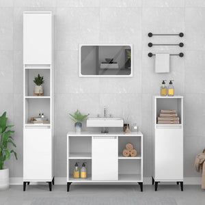 Mobile Lavabo-Armadietto da bagno Bianco Lucido 80x33x60 cm in Legno Multistrato 565305