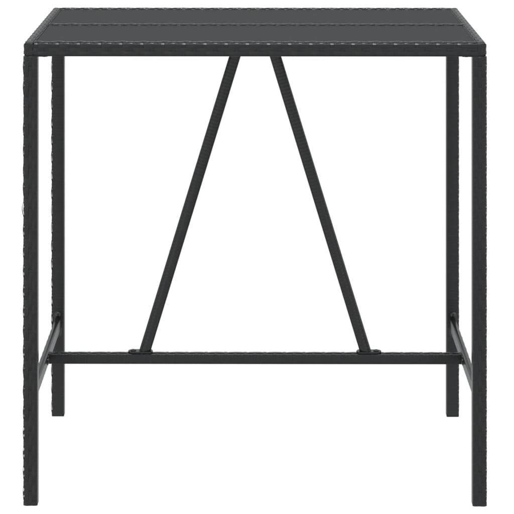 Tavolo da Bar con Piano in Vetro Nero 110x70x110 cm Polyrattan 362588