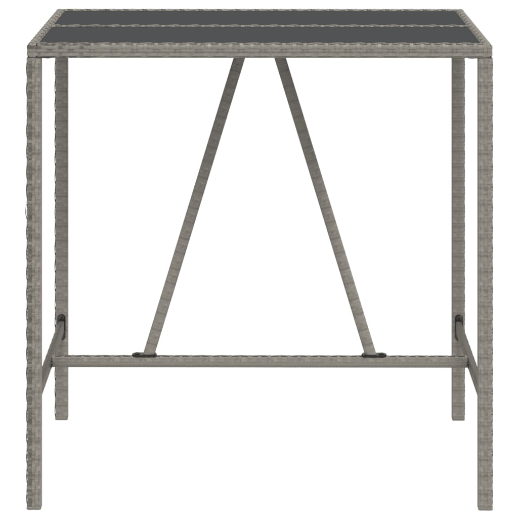 Tavolo da Bar con Piano in Vetro Grigio 110x70x110cm Polyrattan 362589