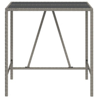 Tavolo da Bar con Piano in Vetro Grigio 110x70x110cm Polyrattancod mxl 78438