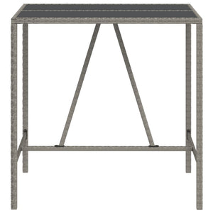 Tavolo da Bar con Piano in Vetro Grigio 110x70x110cm Polyrattancod mxl 78438