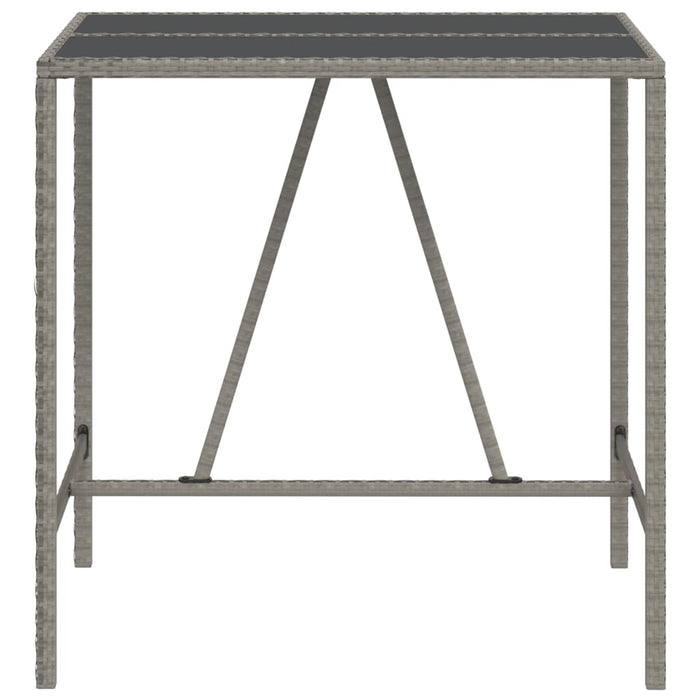 Tavolo da Bar con Piano in Vetro Grigio 110x70x110cm Polyrattancod mxl 78438