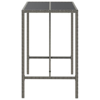 Tavolo da Bar con Piano in Vetro Grigio 110x70x110cm Polyrattan 362589