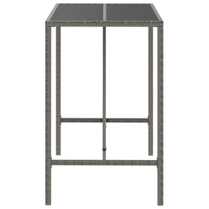 Tavolo da Bar con Piano in Vetro Grigio 110x70x110cm Polyrattan 362589