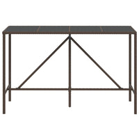 Tavolo Bar con Piano in Vetro Marrone 180x70x110 cm Polyrattan 362590