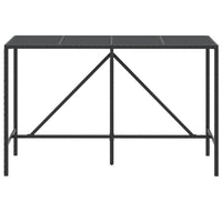 Tavolo da Bar con Piano in Vetro Nero 180x70x110 cm Polyrattan 362591