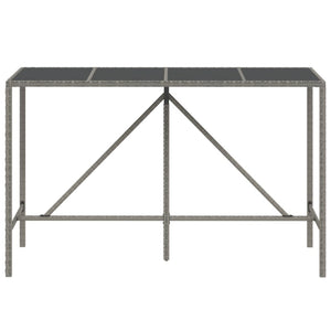 Tavolo da Bar con Piano in Vetro Grigio 180x70x110cm Polyrattan 362592