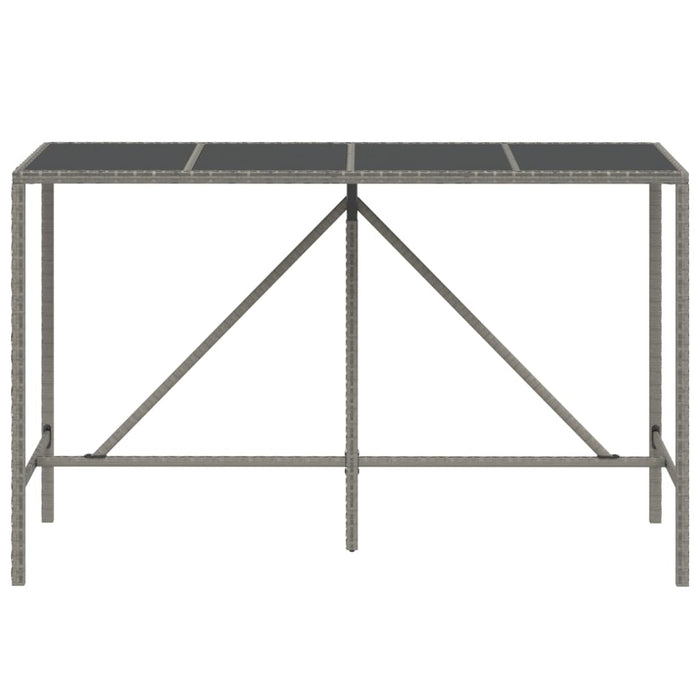 Tavolo da Bar con Piano in Vetro Grigio 180x70x110cm Polyrattan 362592