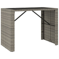 Tavolo da Bar con Piano in Vetro Grigio 145x80x110cm Polyrattan 362598