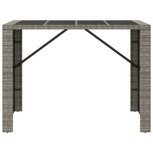 Tavolo da Bar con Piano in Vetro Grigio 145x80x110cm Polyrattan