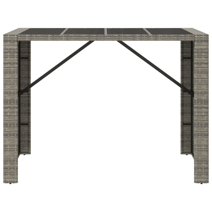 Tavolo da Bar con Piano in Vetro Grigio 145x80x110cm Polyrattan