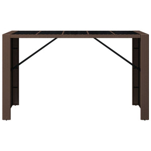 Tavolo Bar con Piano in Vetro Marrone 185x80x110 cm Polyrattancod mxl 127411