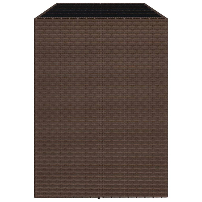 Tavolo Bar con Piano in Vetro Marrone 185x80x110 cm Polyrattan 362599