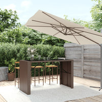 Tavolo Bar con Piano in Vetro Marrone 185x80x110 cm Polyrattan 362599