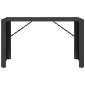 Tavolo da Bar con Piano in Vetro Nero 185x80x110 cm Polyrattan 362600