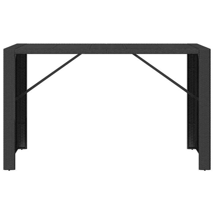 Tavolo da Bar con Piano in Vetro Nero 185x80x110 cm Polyrattancod mxl 126360