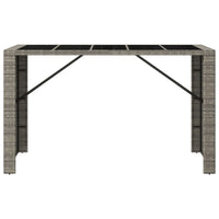 Tavolo da Bar con Piano in Vetro Grigio 185x80x110cm Polyrattan