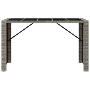 Tavolo da Bar con Piano in Vetro Grigio 185x80x110cm Polyrattan