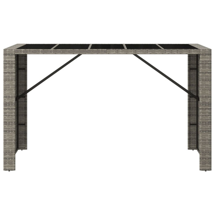 Tavolo da Bar con Piano in Vetro Grigio 185x80x110cm Polyrattan