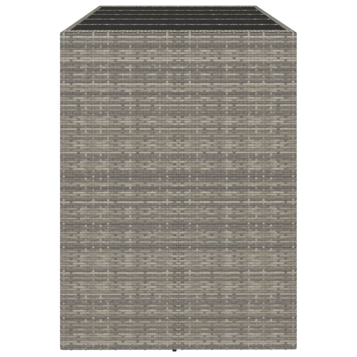 Tavolo da Bar con Piano in Vetro Grigio 185x80x110cm Polyrattan