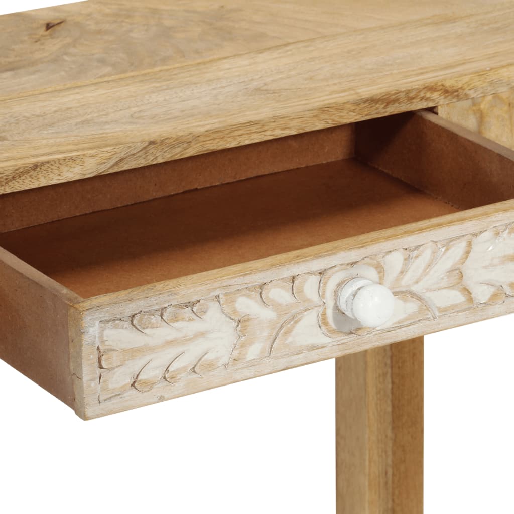 Tavolo Consolle 110x30x75 cm Legno Massello Sbiancato di Mango