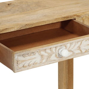 Tavolo Consolle 110x30x75 cm Legno Massello Sbiancato di Mango