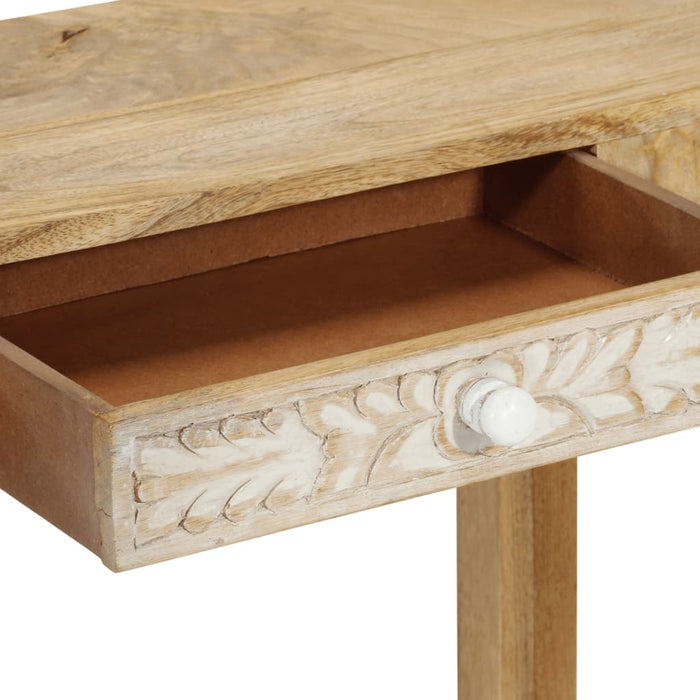 Tavolo Consolle 110x30x75 cm Legno Massello Sbiancato di Mango