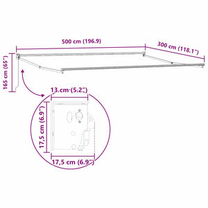 Tenda da Sole Bianco 5 x 3 m Metallo